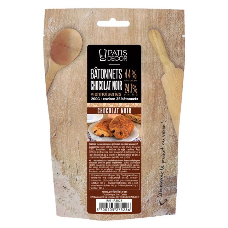 Cerf Dellier Bâtons boulangers en chocolat Barry 200 g