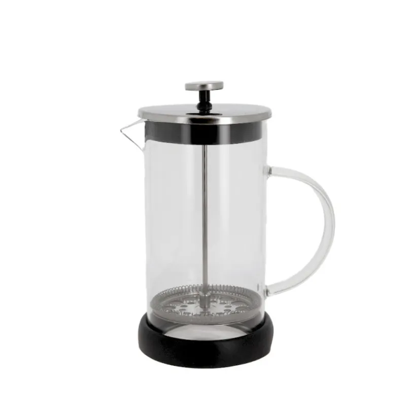 Cerf Dellier Cafetière à piston en verre couvercle noir - 600 ml