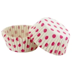 Cerf Dellier Caissettes cupcakes blanches à pois roses (x50)