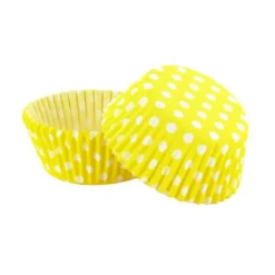 Cerf Dellier Caissettes cupcakes jaunes à pois blancs (x50)