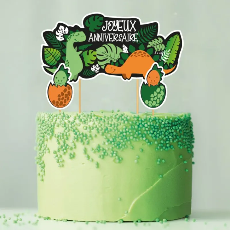 Cerf Dellier Cake topper assortis "Joyeux anniversaire" thème Dinosaures