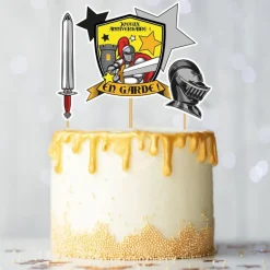 Cerf Dellier Cake topper assortis "Joyeux anniversaire" thème Chevaliers
