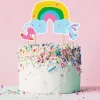 Cerf Dellier Cake topper assortis "Joyeux anniversaire" thème Arc-en-ciel