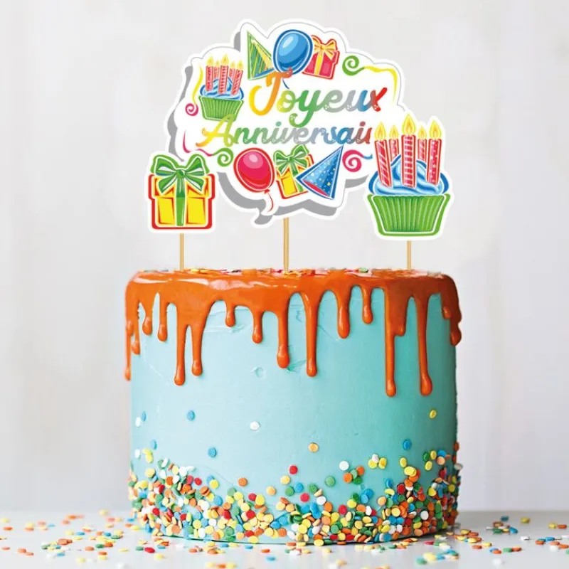 Cerf Dellier Cake topper assortis "Joyeux anniversaire" thème anniversaire enfantin