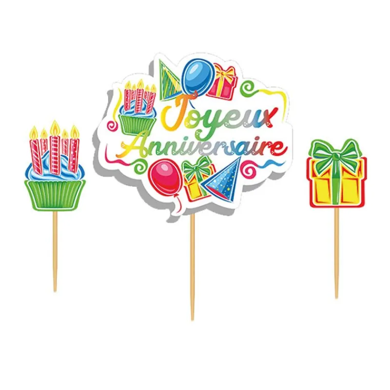 Cerf Dellier Cake topper assortis "Joyeux anniversaire" thème anniversaire enfantin