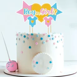 Cerf Dellier Cake topper assortis thème Gender reveal "Fille ou garçon"