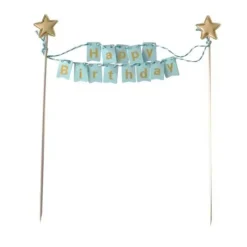 Cerf Dellier Cake topper bannière anniversaire bleu