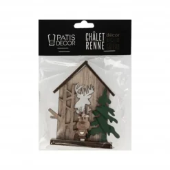 Cerf Dellier Cake topper en bois chalet de Noël Renne