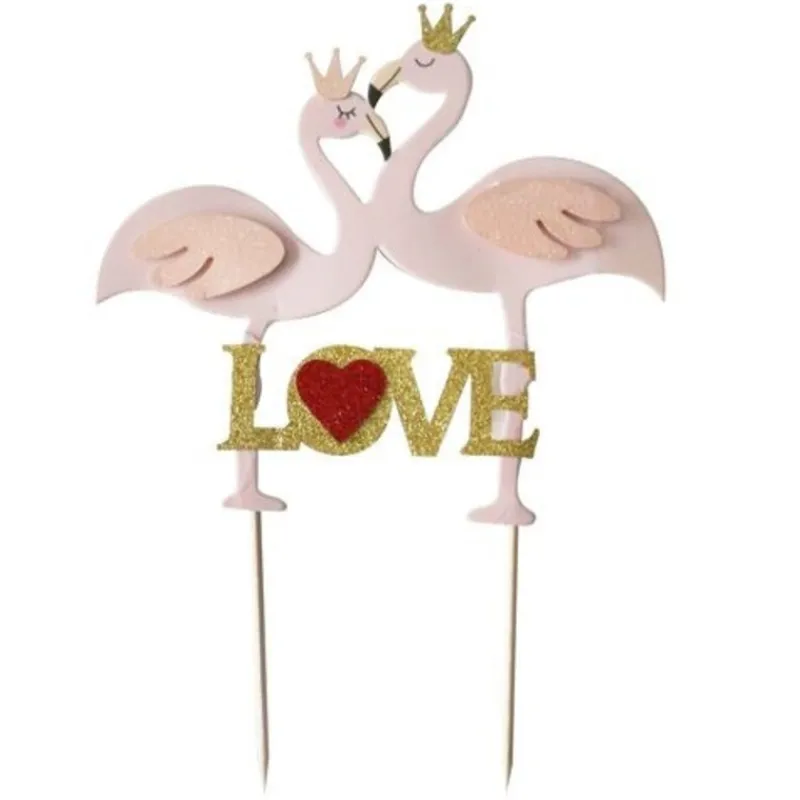 Cerf Dellier Cake topper flamants roses Love