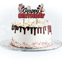 Cerf Dellier Cake Topper Happy Birthday Mickey et Minnie