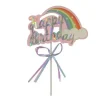 Cerf Dellier Cake topper Happy Birthday arc en ciel