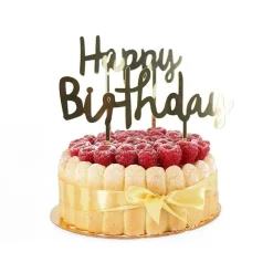 Cerf Dellier Cake Topper Happy Birthday doré