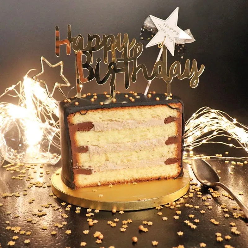 Cerf Dellier Cake Topper Happy Birthday doré