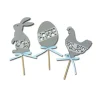 Cerf Dellier Cake toppers Pâques gris (x3)