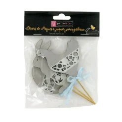 Cerf Dellier Cake toppers Pâques gris (x3)