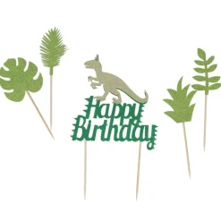 Cerf Dellier Cake toppers "Happy birthday" thème dinosaures