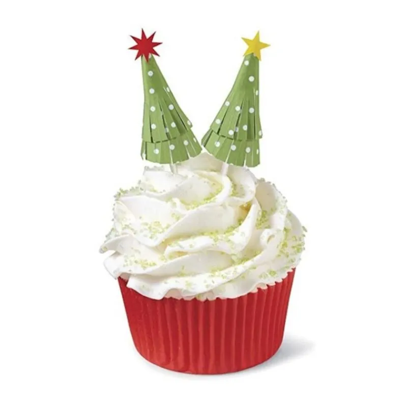 Cerf Dellier Cake toppers sapin de Noël Wilton (x 12)