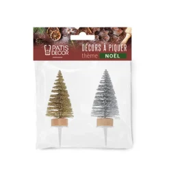 Cerf Dellier Cake toppers sapins dorés et argentés