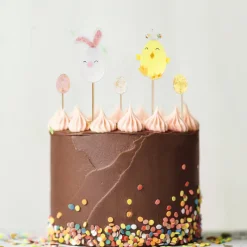 Cerf Dellier Cakes toppers lapin et poussin de Pâques (x5)
