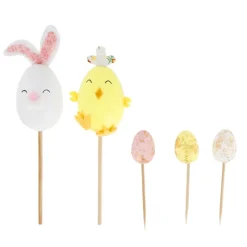 Cerf Dellier Cakes toppers lapin et poussin de Pâques (x5)