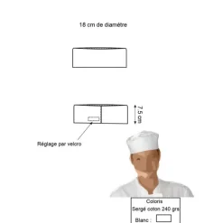 Cerf Dellier Calot réglable blanc Serge