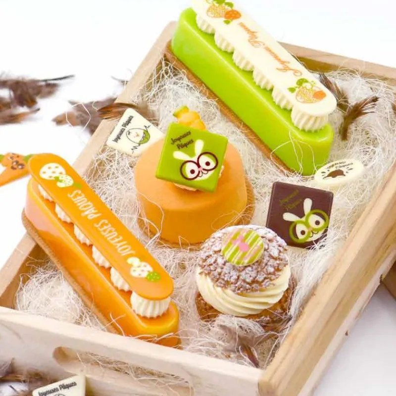 Cerf Dellier Carrés chocolat lapins à lunettes Joyeuses Pâques assortis (x80)