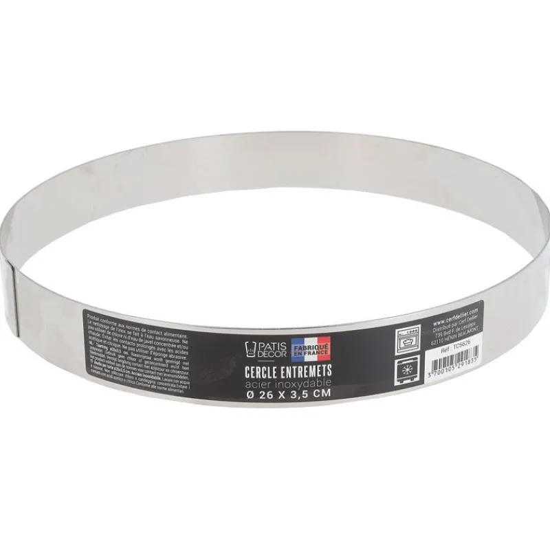 Cerf Dellier Cercle à entremets inox H 3,5 cm Ø 26 cm