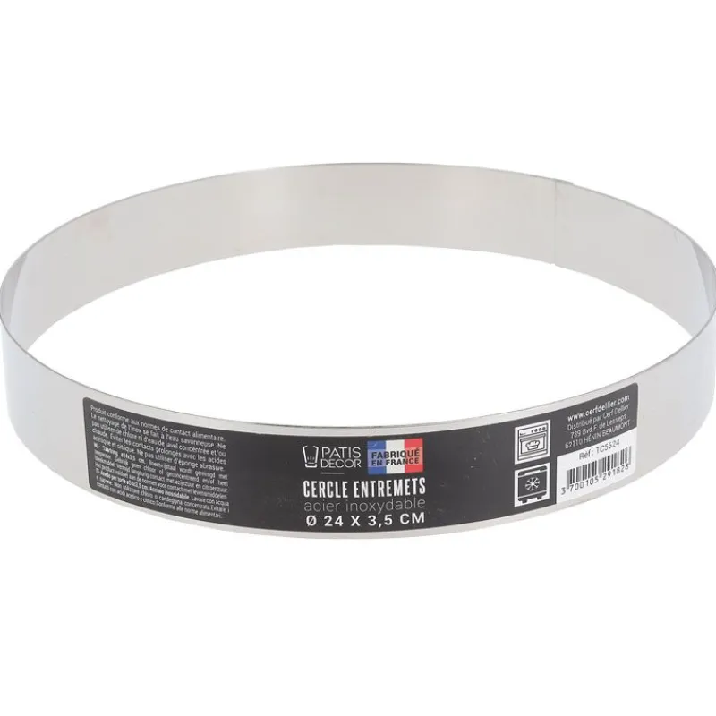 Cerf Dellier Cercle à entremets inox H 3,5 cm Ø 24 cm