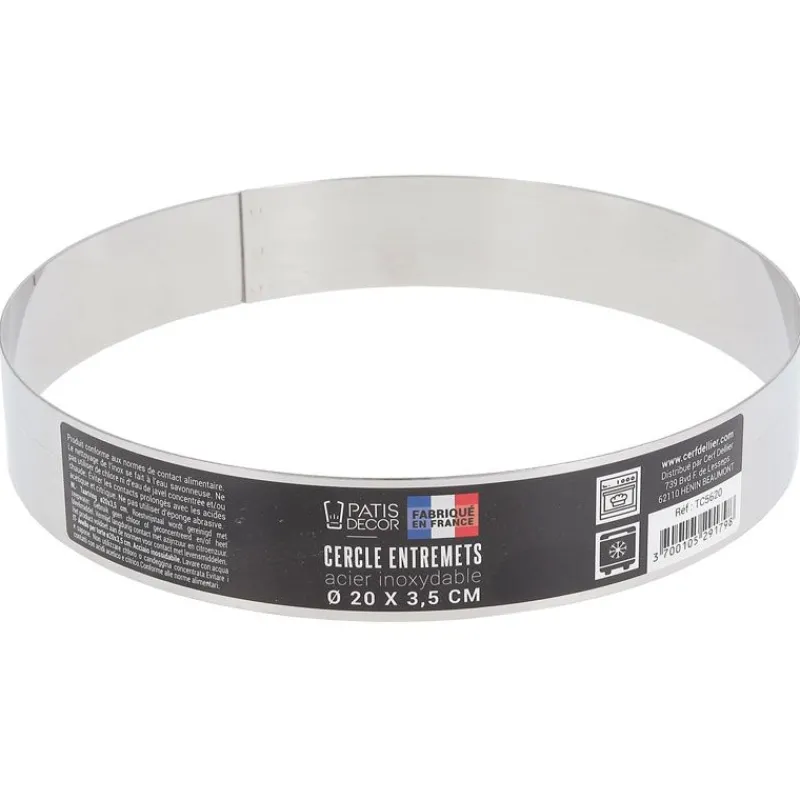 Cerf Dellier Cercle à entremets inox H 3,5 cm Ø 20 cm
