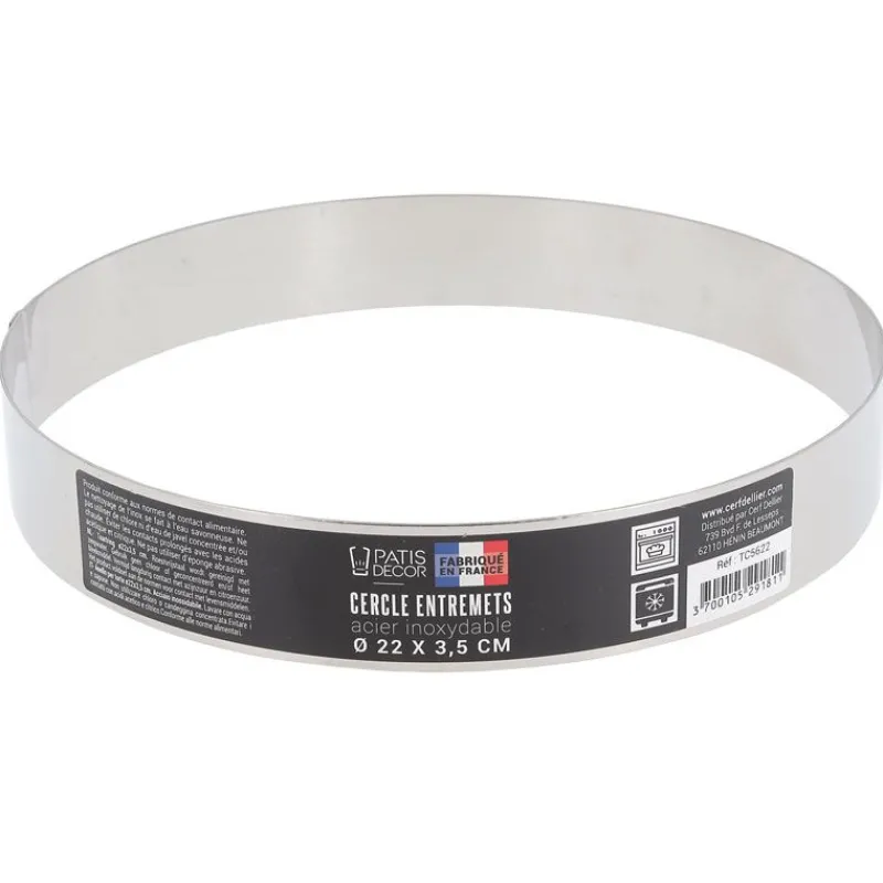 Cerf Dellier Cercle à entremets inox H 3,5 cm Ø 22 cm