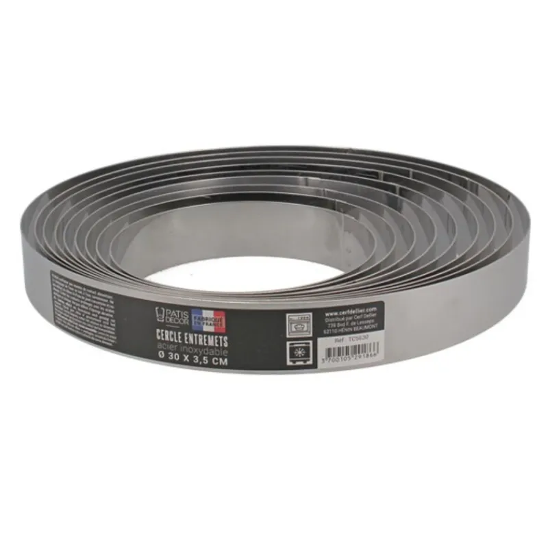 Cerf Dellier Cercle à entremets inox H 3,5 cm Ø 22 cm