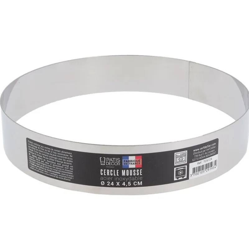 Cerf Dellier Cercle à mousse inox H 4,5 cm Ø 24 cm