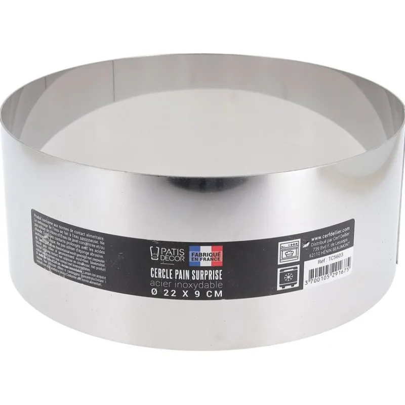 Cerf Dellier Cercle à pain surprise inox H 9 cm Ø 22 cm