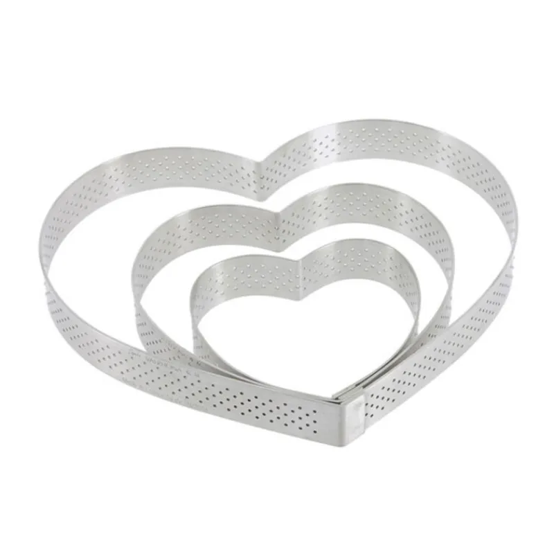 Cerf Dellier Cercle à tarte cœur perforé inox H 2 cm De Buyer