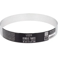 Cerf Dellier Cercle à tarte perforé inox H 3,5 cm Ø 22 cm