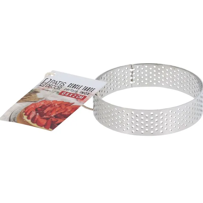 Cerf Dellier Cercle à tarte perforé inox H 2 cm Ø 8 cm