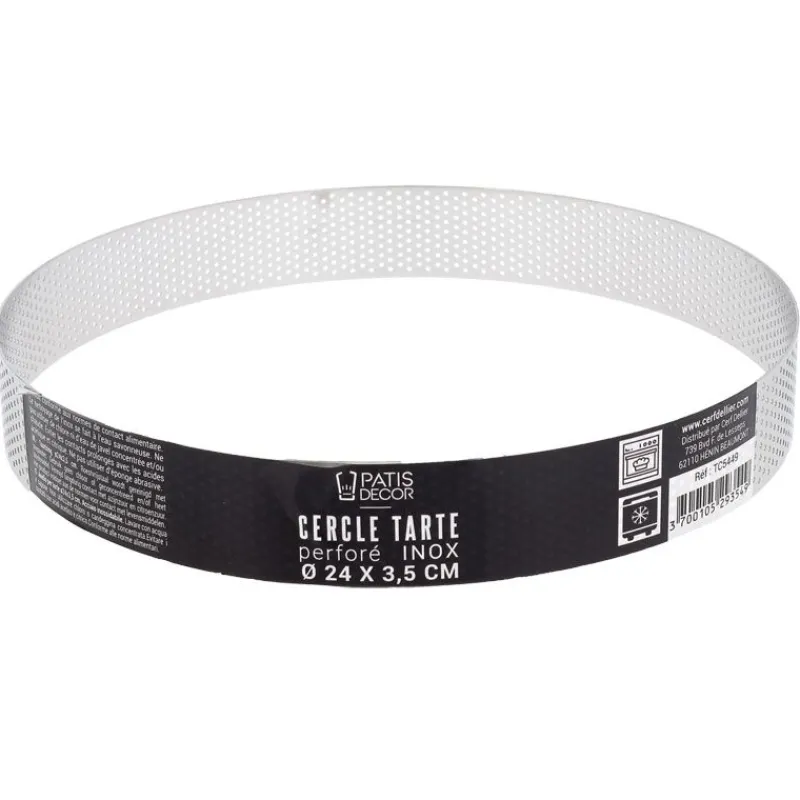 Cerf Dellier Cercle à tarte perforé inox H 3,5 cm Ø 24 cm