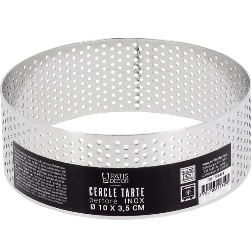 Cerf Dellier Cercle à tarte perforé inox H 3,5 cm Ø 10 cm