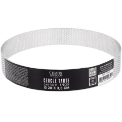 Cerf Dellier Cercle à tarte perforé inox H 3,5 cm Ø 20 cm