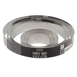 Cerf Dellier Cercle à tarte perforé inox H 3,5 cm Ø 20 cm
