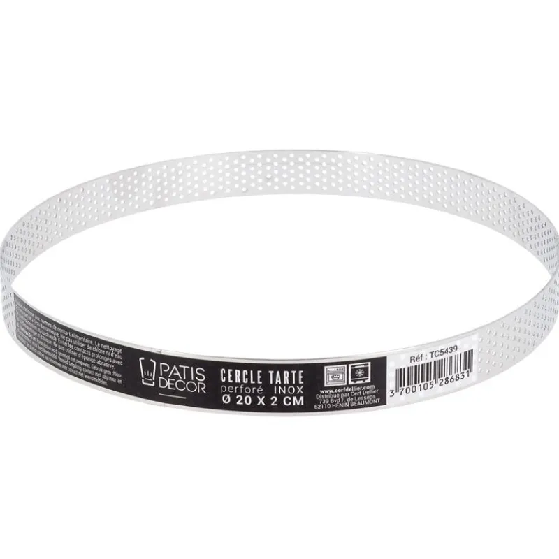 Cerf Dellier Cercle à tarte perforé inox H 2 cm Ø 20 cm