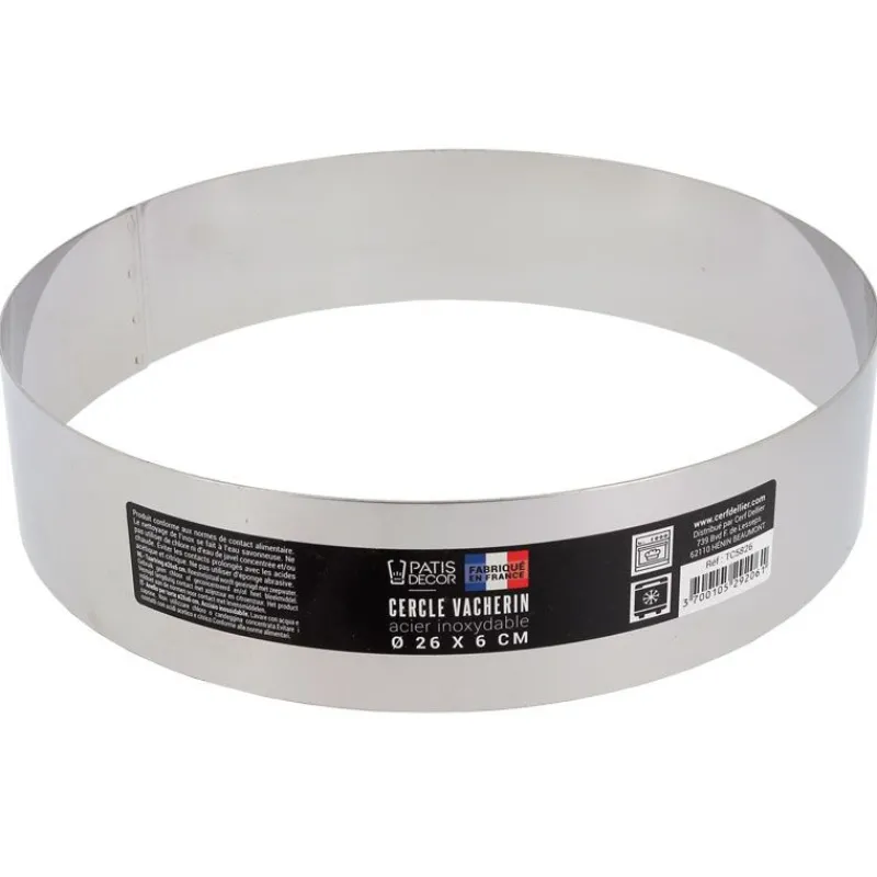 Cerf Dellier Cercle à vacherin inox H 6 cm Ø 26 cm