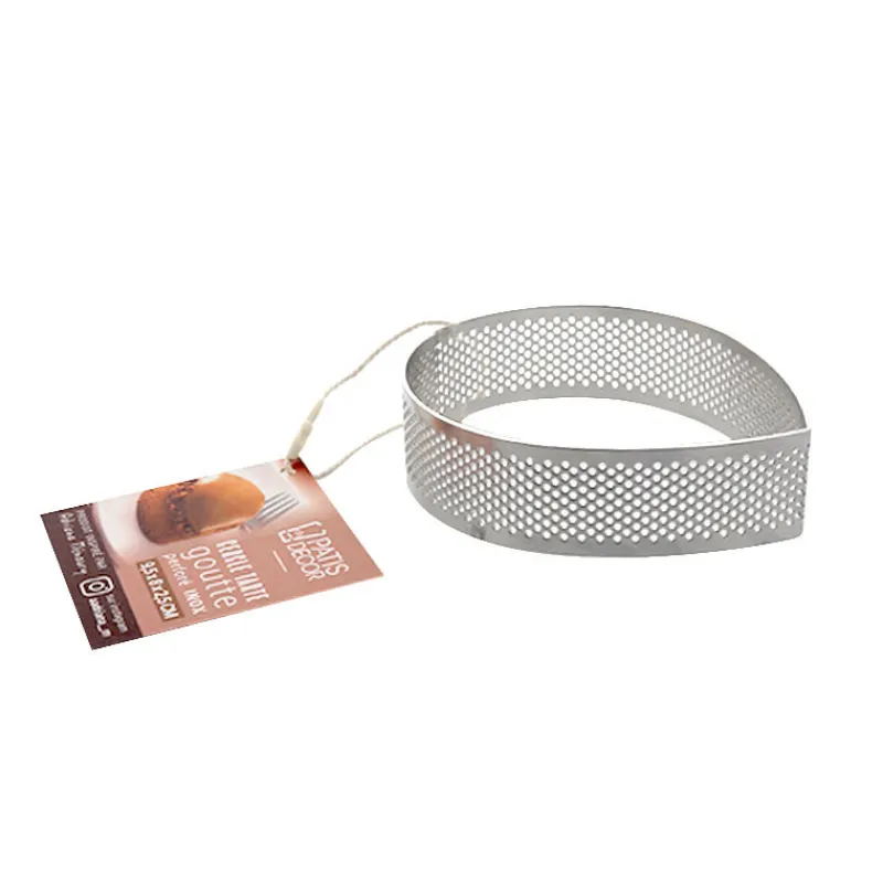 Cerf Dellier Cercle tarte "goutte" perforé en inox - 9,5 x 8 x 2,5 cm