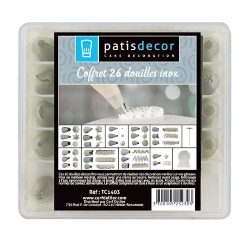 Cerf Dellier Coffret 26 douilles décors inox
