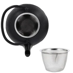 Cerf Dellier Coffret théière + tasses à points en fer noir - 900 ml