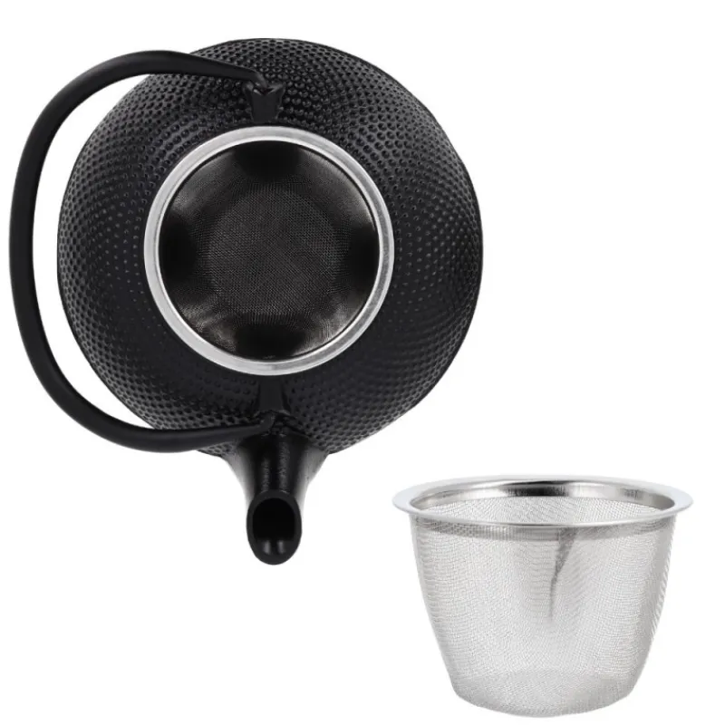 Cerf Dellier Coffret théière + tasses à points en fer noir - 900 ml