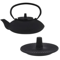 Cerf Dellier Coffret théière + tasses à rayures en fer noir - 800 ml