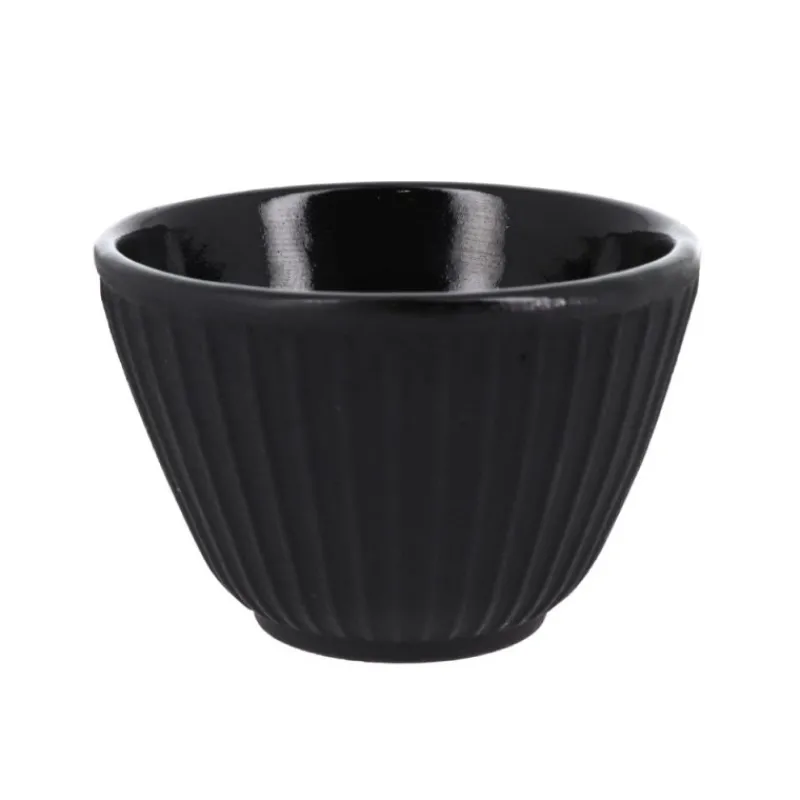 Cerf Dellier Coffret théière + tasses à rayures en fer noir - 800 ml
