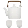 Cerf Dellier Coffret théière + tasses en céramique blanche - 900 ml