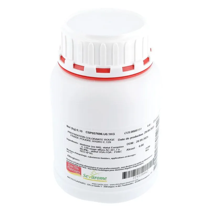 Cerf Dellier Colorant poudre alimentaire Rouge Fraise 100 g